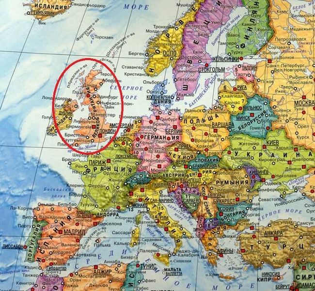 Великобритания на карте мира и Европы